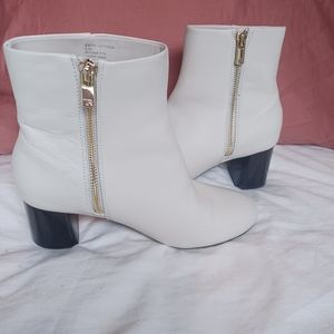 Taryn Rose White Leather Ankle Boots